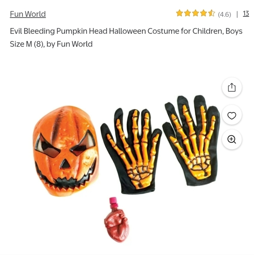 Evil Bleeding Pumpkin Kids Costume - NWT Size S 4-6 - Picture 5 of 8